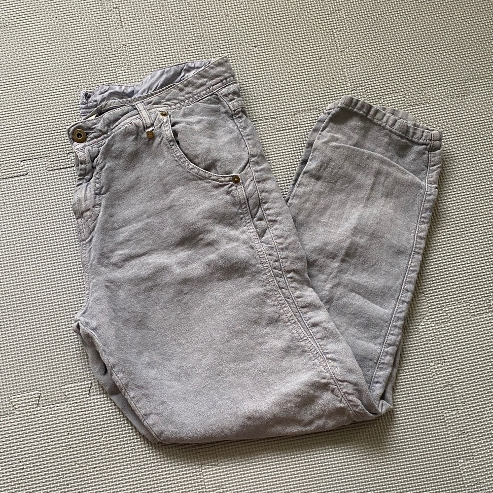 Wrap London Gray Ankle Length Linen Pants